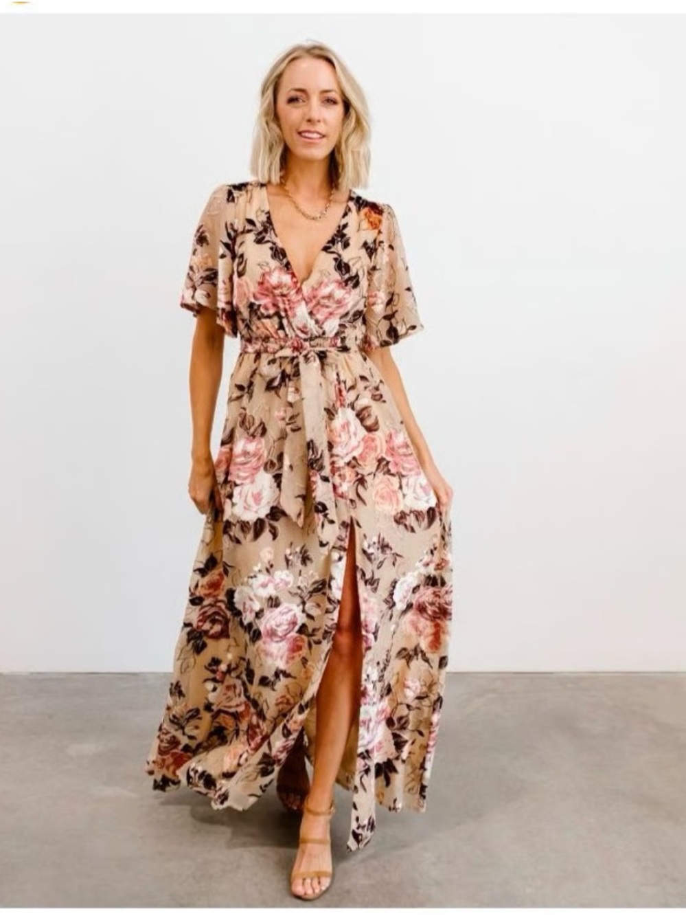 Baltic Born Uma Velvet Maxi Dress Floral Tie-Waist XXL